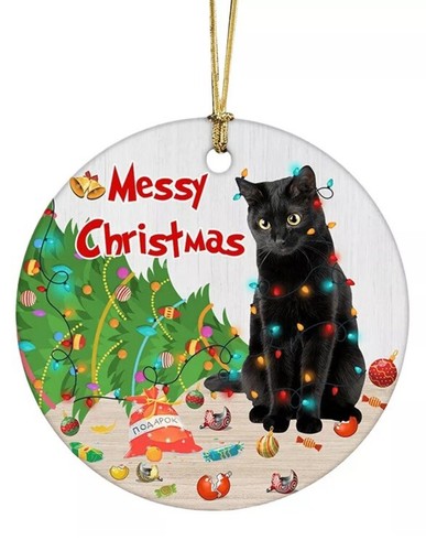 Messy christmas black cat - messy,