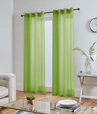 Pair (x2) Voile Eyelet Ring Top Curtains - Net Voile Curtain - Lucy Panel