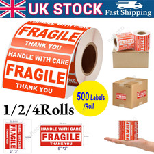 1-4 Fragile Stickers - Handle with Care Thank You Shipping Labels Self Adhesive