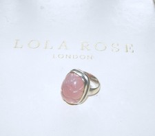 LOLA ROSE 3D CARVED FLOWER PINK QUARTZ STERLING SILVER RING SIZE P USA 7.75  QVC