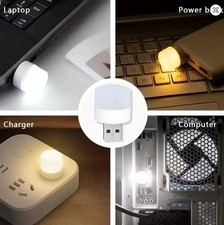 3 x USB Plugin White Book Light Mini Round Night Light Bulb 5V 1.2W LED USB