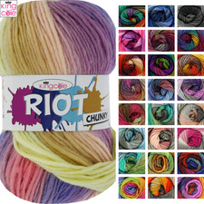 King Cole Riot Chunky Multi Coloured Knitting Yarn - 100g Acrylic Wool Blend