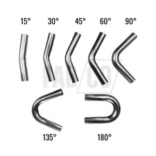 STAINLESS STEEL MANDREL EXHAUST BENDS TUBE ELBOWS 45 90 DEGREE 38MM - 76MM OD