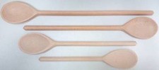2 x  BEECH WOOD WOODEN SPOON LARGE MIXING COOKING BAKING UTENSIL SALAD SERVING