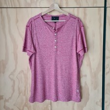 YMC You Must Create grandad collar t shirt size L linen cotton maroon white 