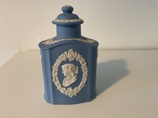 Wedgwood Jasperware Blue White Tea Caddy
