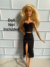 Barbie Doll Gorgeous Black Formal Gown Evening  Party Cocktail Dress Outfit C1