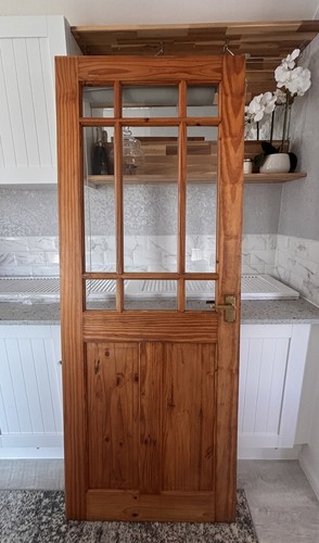 Solid pine glass panel 1980s - pine,
