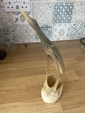 Vintage Carved Horn Bird Stork Crane Heron Figure Sculpture  11”