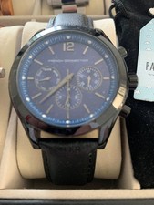 French Connection Chronograph Black Leather Strap