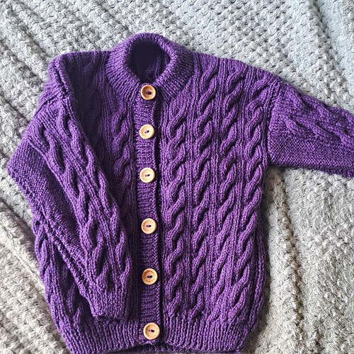 Hand knitted purple cable - knitted, cable-knit