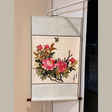 Hand-painted Chinese Peony & Birds Scroll | 50x80cm | Ink & Watercolour Wall Art