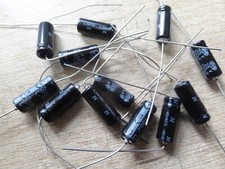12x 100uf 25V axial electrolytic capacitors 85'C slim M 16.5 x 6.3mm