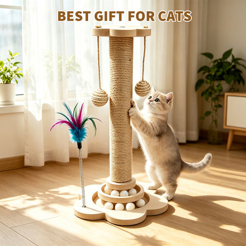 Tall large cat scratching - scratching, post