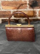 VINTAGE  - 50S BROWN LEATHER HANDBAG