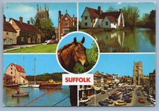 Postcard Suffolk Multiview Flatford Long Melford Sudbury Woodbridge Posted
