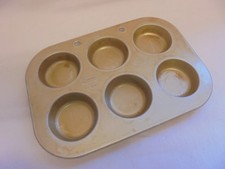 Vintage Prestige 6 Hole Bun Gold Non Stick Tin Baking Tray Jam Tart Mince Pie
