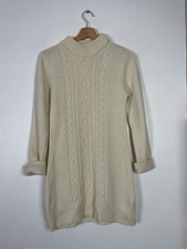 Woolovers Cream 100% Wool Cable Knit Jumper Dress. Sz Small S