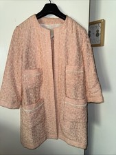 Zara Tweed Blazer Jacket Size M Pink Longline(pit To Pit 19 Length 33)