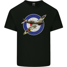 Spitfire MOD RAF WWII Fighter Plane British Kids T-Shirt Childrens