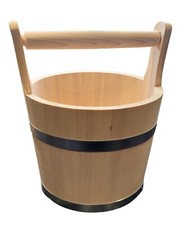 Big Wooden Bucket with Wood handle old style very solid sauna pot flowerpot 7L