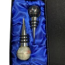 Beautiful Globe Top Bottle Stopper x 2 Cream & Black Coloured Globes Boxed