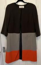 Roman Originals Ladies Long Line Blazer Colour Block Size 14 Brown Grey Orange