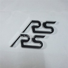 2x Black Silver RS Chrome Metal Badge Sticker Emblem Decal Sport Line AWD Racing