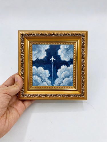 Hand painted airplane - hand-painted, sky