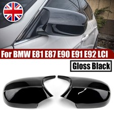 FOR BMW 1 3 SERIES E81 E82 E87 E90 E92 E93 GLOSS BLACK WING MIRROR COVER CAP LCI