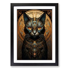 Egyptian Cat Nouveau No.3 Framed Canvas Wall Art Print Poster Picture