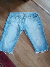 Ladies RIVER ISLAND Faded  Distressed Festival Shorts Sz 14
