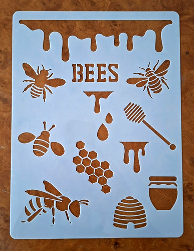 Honey bees stencil 21cm - honey,