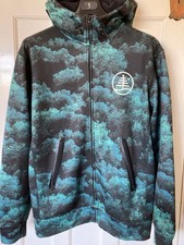 BURTON DRY RIDE SNOWBOARD HOODY MEDIUM M TREE MOTIF GREEN BLACK