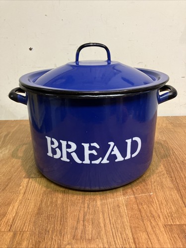 Vintage bread bin polish - bread, blue