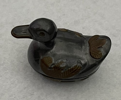Vintage pewter and brass duck - and,