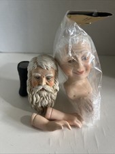 Porcelain Collection Mr. & Mrs. Claus Head & Hands Doll Making Kit Vtg 3 3/4”