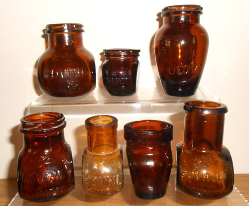 Group vintage amber glass - of,