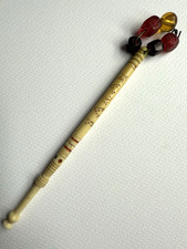 ANTIQUE VICTORIAN LACE BOBBIN. NAMED 'SARAH'. WITH SPANGLES