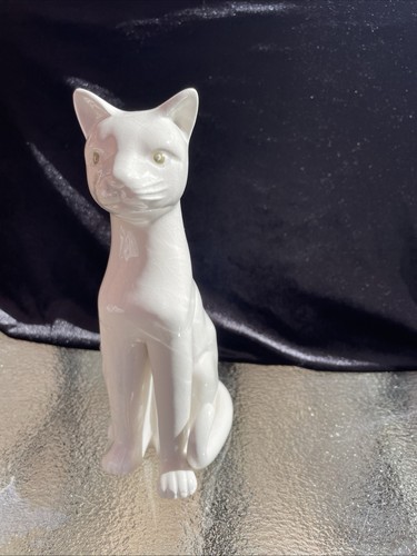 White ceramic cat - white, figurine