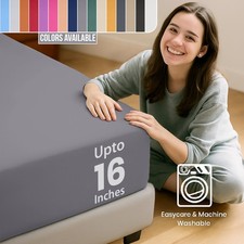 40cm Deep Perfect Fitted Sheet Ultra Soft 16" Bed Sheets Single Double King Size