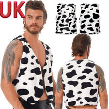 UK Men Dress Up Cow Print Vest