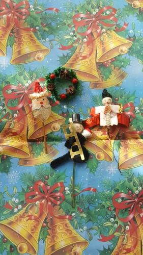 Vintage paper santa snowman - vintage,