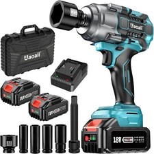 Uaoaii 1300Nm Cordless Impact Wrench Driver,1/2'' Impact Gun 2x 5.0Ah Battery