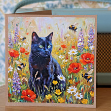Cat Flower Blank Card Notelet
