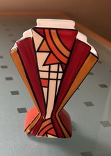 Beautiful Clarice Cliff Style Fan Vase Jazz Painted by Brian Wood..VGC