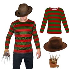 ELM STREET BURNED BURNT MAN HAND GLOVE & HAT NIGHTMARE HALLOWEEN FANCY DRESS
