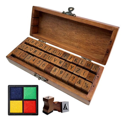 Pcs letter stamps wooden - 42,