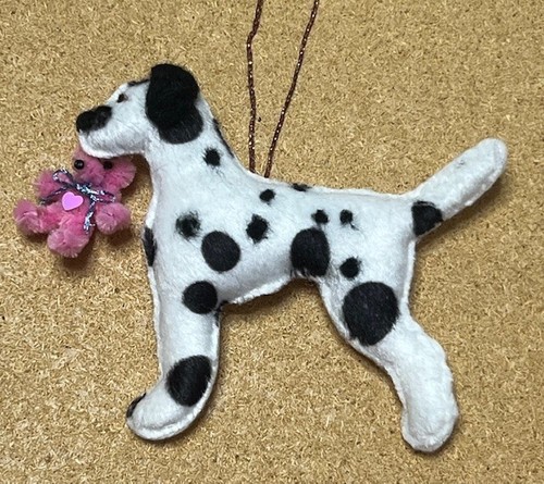 Dalmatian with pink teddy - with,