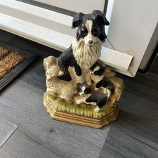 The Leonardo Collection Border Collie With Pups Dog Figurine 1995